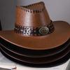 Pu Leather Cowboy Hat Lightweight Vintage Fedora Hat Wide Brim Sun Hat Adjustable For Themed Parties Hiking Music Festivals