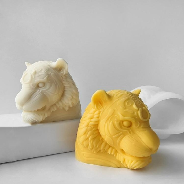 Tigers Head Silicone Candle Mold Epoxy Casting Molds Handmade Soap Chocolate Cake Baking Tool Table Home Decorations