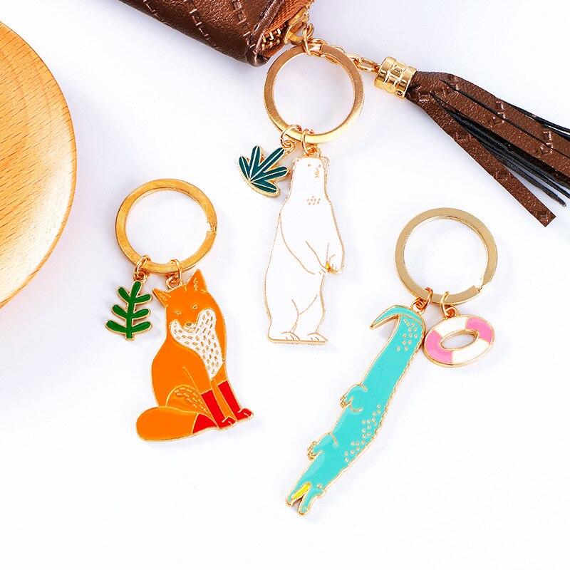 Cartoon Animal Stainless Steel Key Chain Cute Key Chain Car Key Ring Couple Pendant