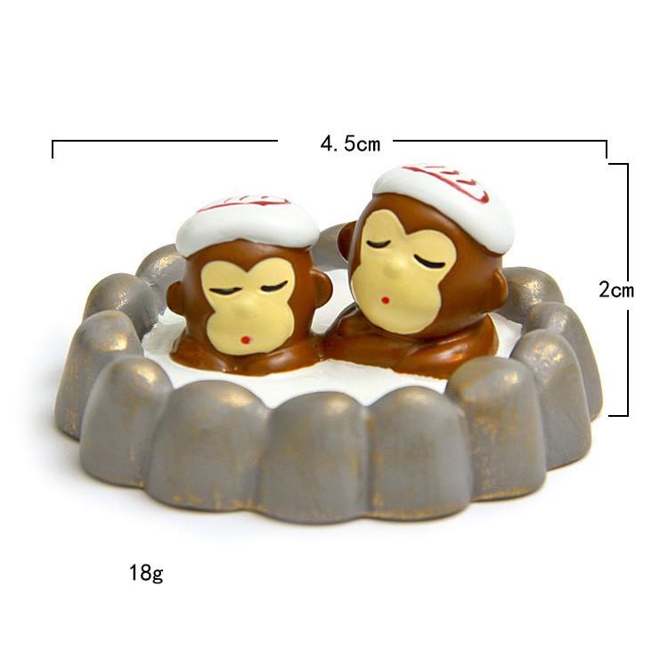 Japanese Style Resin Figure With Adorable Monkey Bath Scene For Collectors