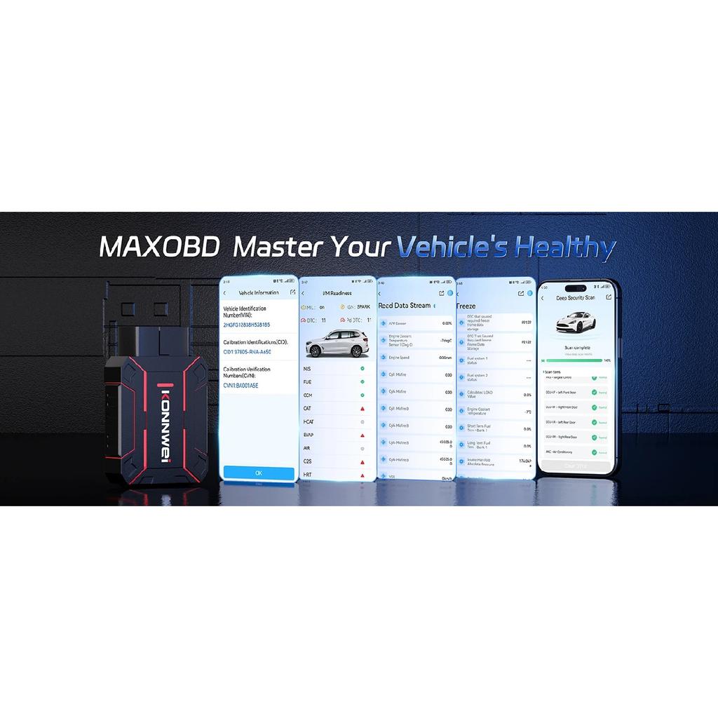 2026 KONNWEI MAXOBD Bluetooth 5.0 OBD2 Scanner Car Diagnostic Tool ABS DPF EPB SAS SRS TPMS Full System Scan Car OBD Functions