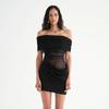 Women's Summer New Sexy One-word Shoulder Mesh Stitching Slim Pleated Short Dress Women