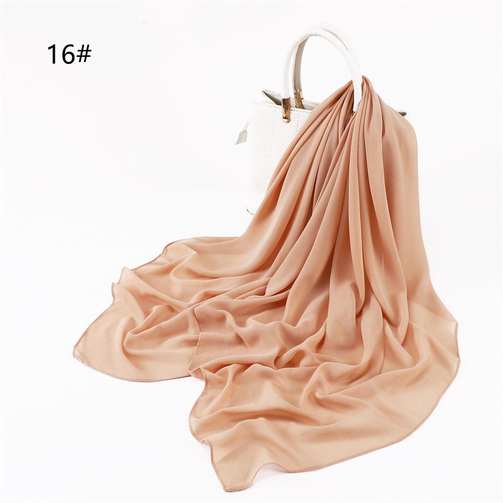 110*110CM Square Pearl Chiffon Hijabs Scarf Plain Solid Color Headwraps Muslim Women's Khimar Headscarf 45 Colors