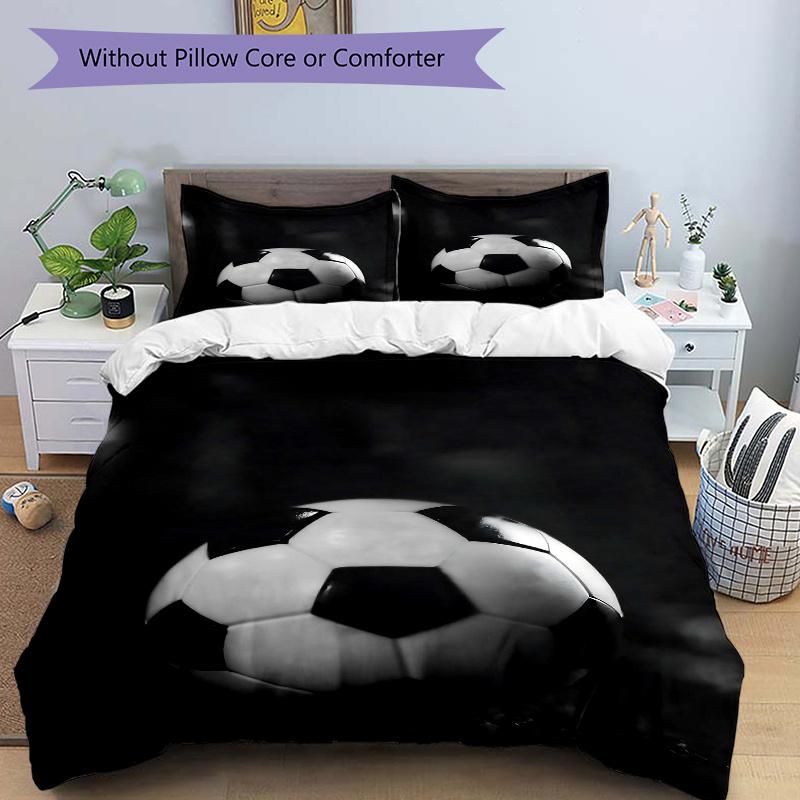 

3pcs Soccer Ball Poster Bedding Set, Includes 1 Quilt Cover and 2 Pillowcases, Comfortable Bedding with Stylish Design for Bedroom 135x200cm