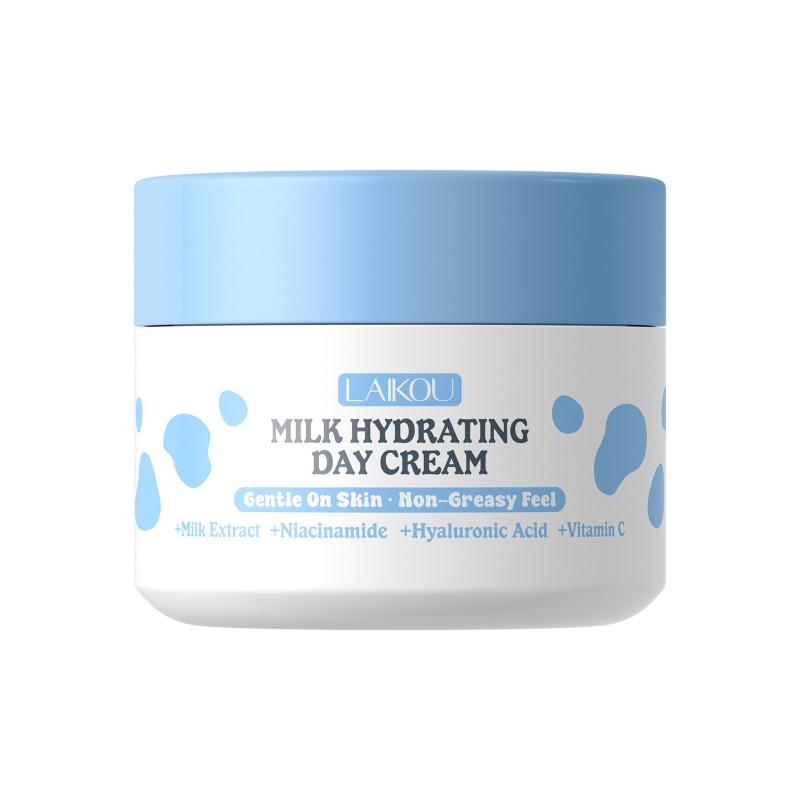 LAIKOU Milk Hydrating Day Cream 30g - Daily Face Moisturizer with Hyaluronic Acid, Vitamin C & E for Silky, Soft and Smooth Skin