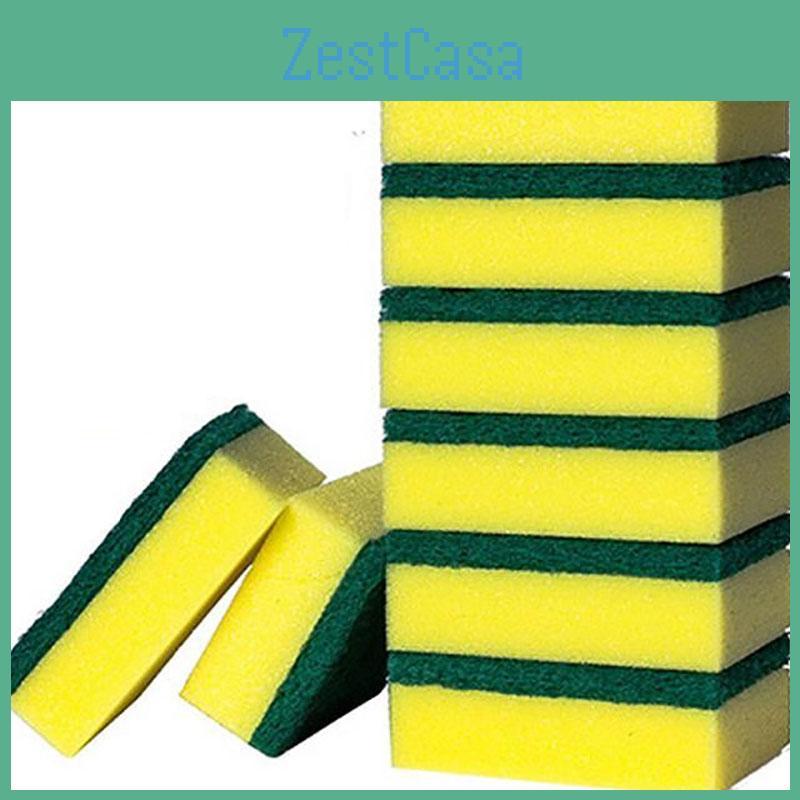 Langlebiges 8-teiliges Küchenschrubber-Set mit gelben und grünen Schwamm-Pads