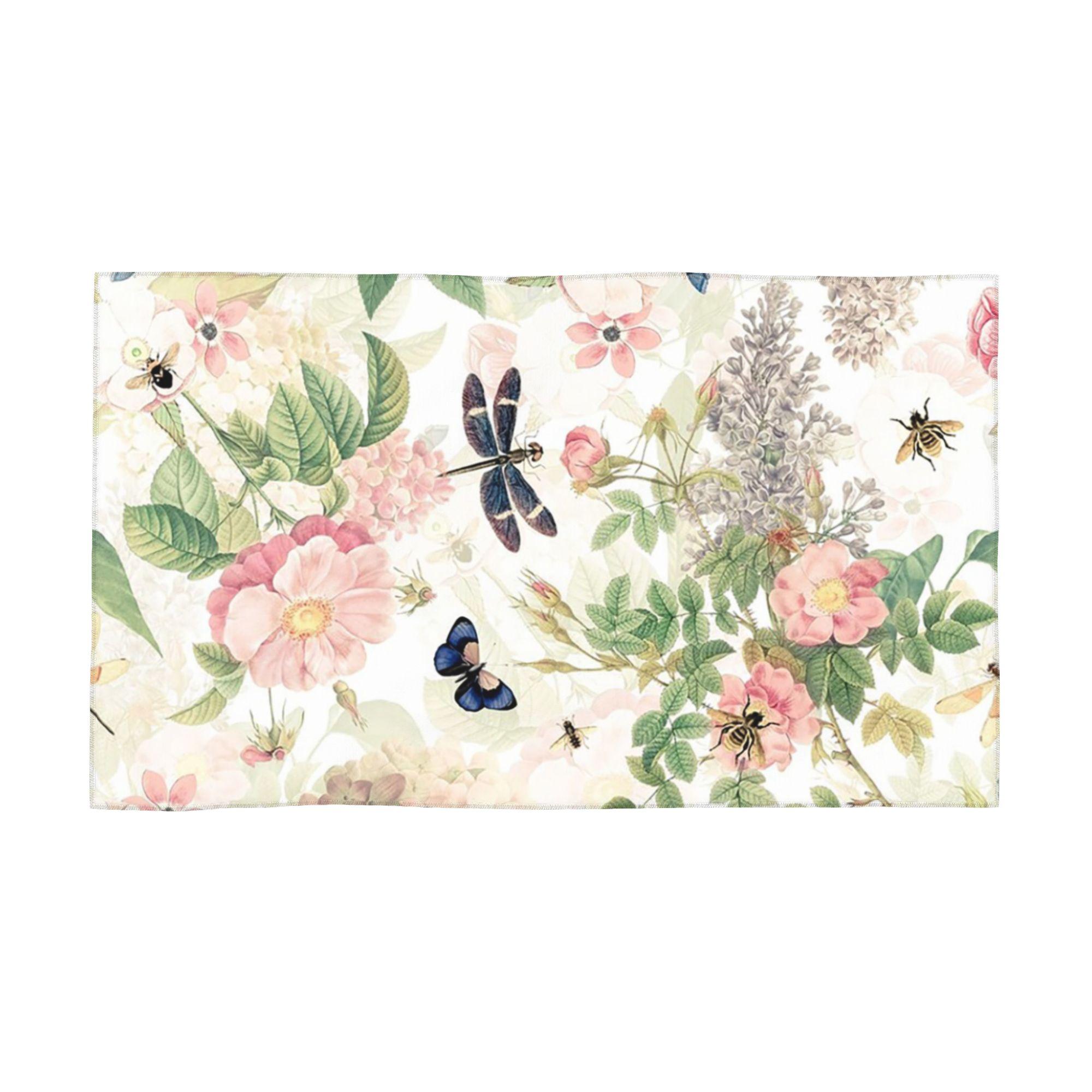 

UtART Vintage Roses Spring Flower And Early Insects Botanical Soft Face Towel Quick Dry Pool Bath Cotton Towels Breathable W40*H60(CM)