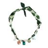 Women Scarf Necklace Convertible Printed Scarf Chocker Necklace Scarf with Flower Faux
