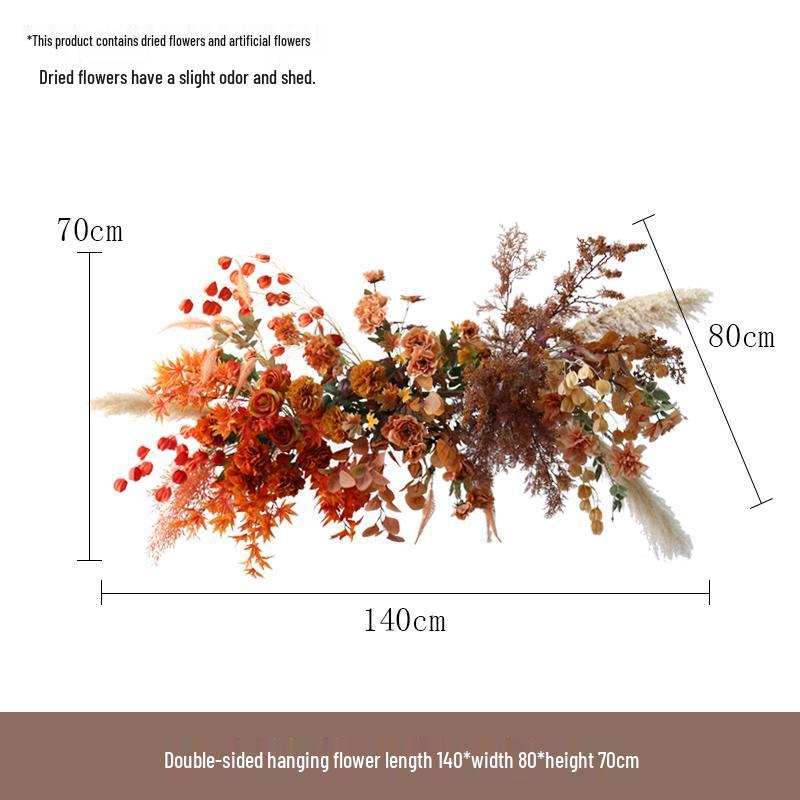 Retro Brown Floral Silk Flower Wall Hanging for Weddings and Events