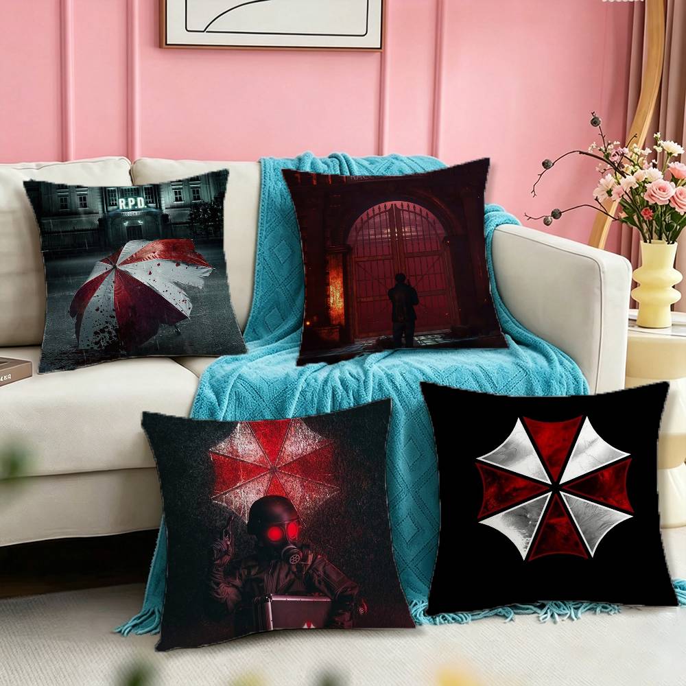 Game RResident EEvil Poster Credit Square DoubleSided Printed Pillow Case Bedroom Bedside Pillow Sofa Cushion Cover
