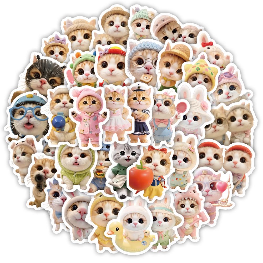 70 Sheets Kitten Stickers: Cute Cat Memes & Realistic Internet-Famous Cats Collection