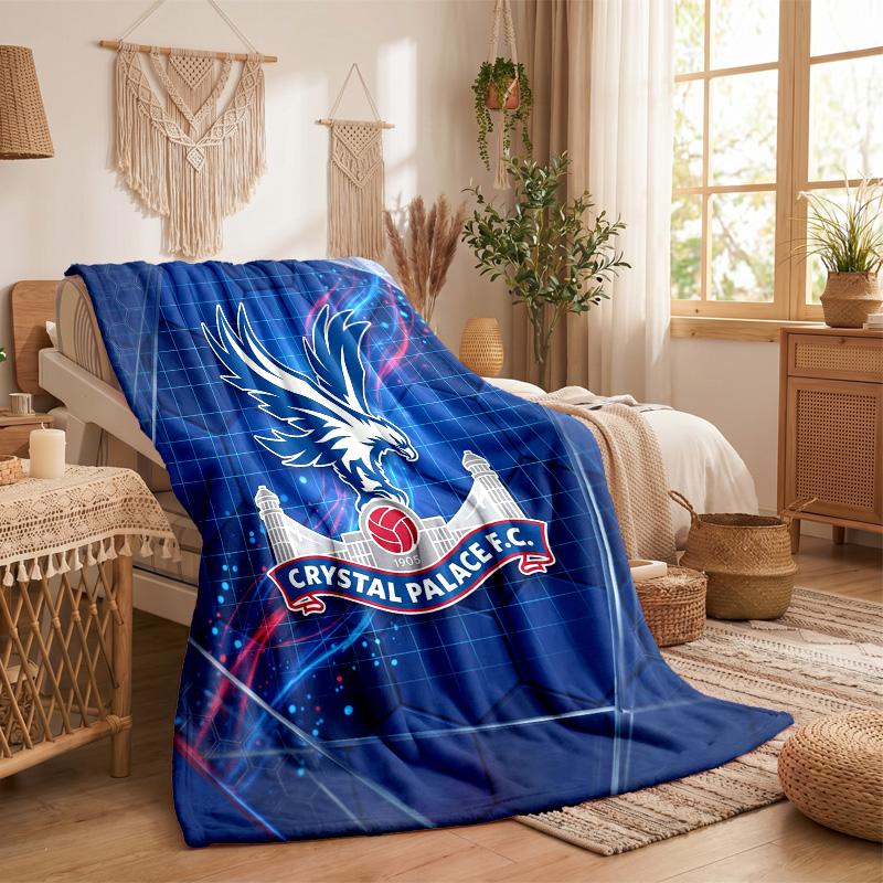 Couverture Flottante en Flanelle Imprimée Football Crystal Palace Douce et Chaude Couverture Jetée pour Canapé Lit Bureau Maison Chambre à Coucher