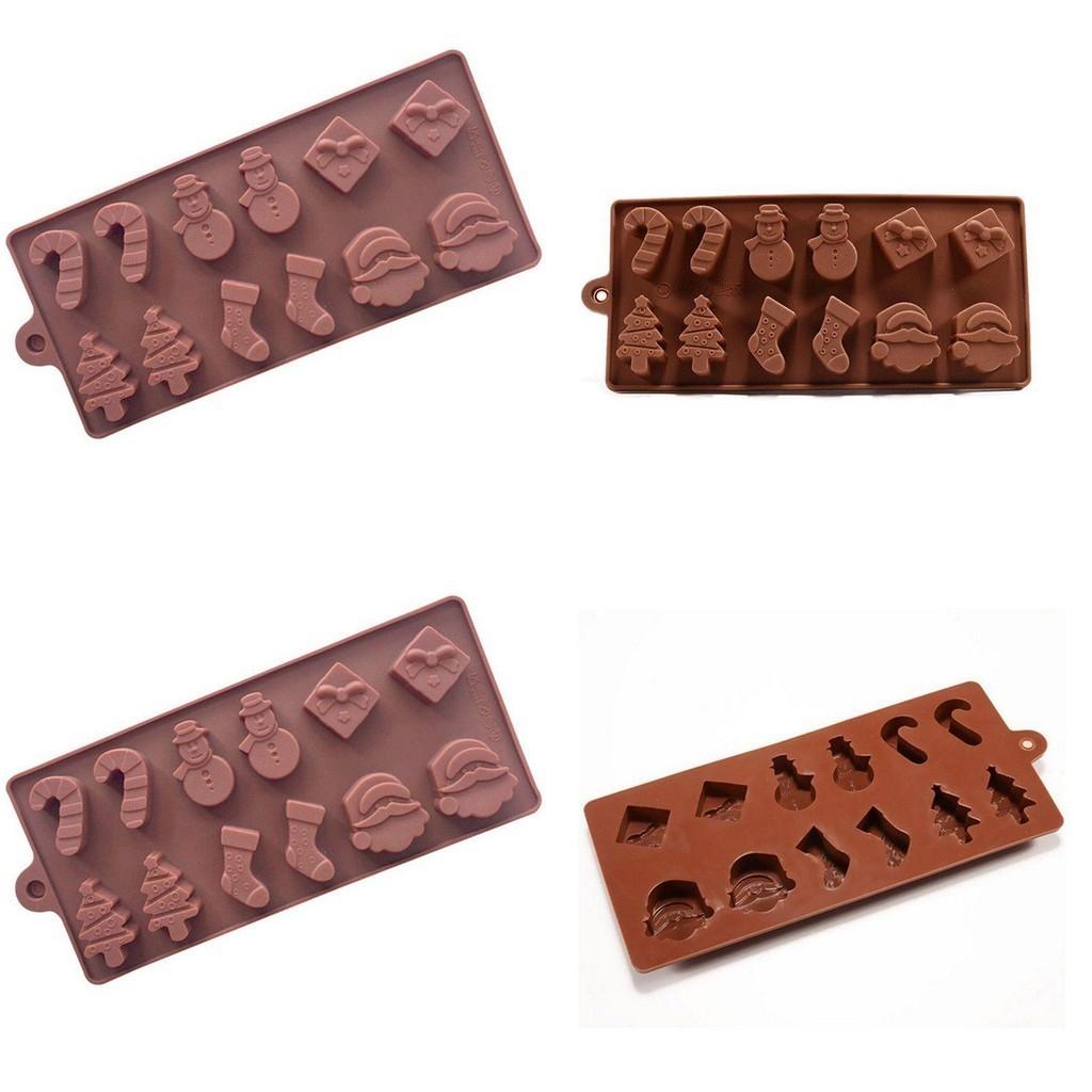 Christmas Santa Chocolate Silicone Mould With Reindeer Santa And Snowman Designs