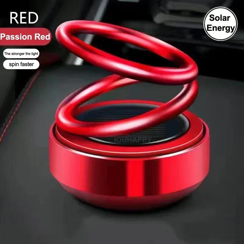 Car Solar Energy Aromatherapy Auto Rotating Air Fresher Double Ring Interior  Diffuser for Car and Home Panel Decoration