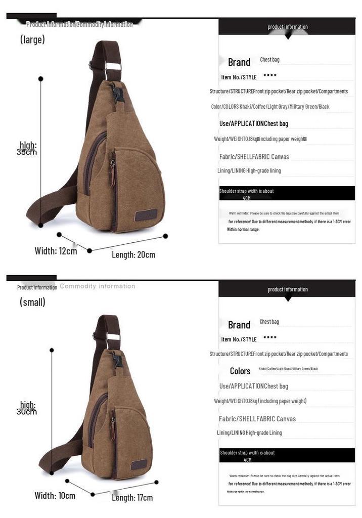 Korean Style Men's Multifunctional Canvas Crossbody Bag