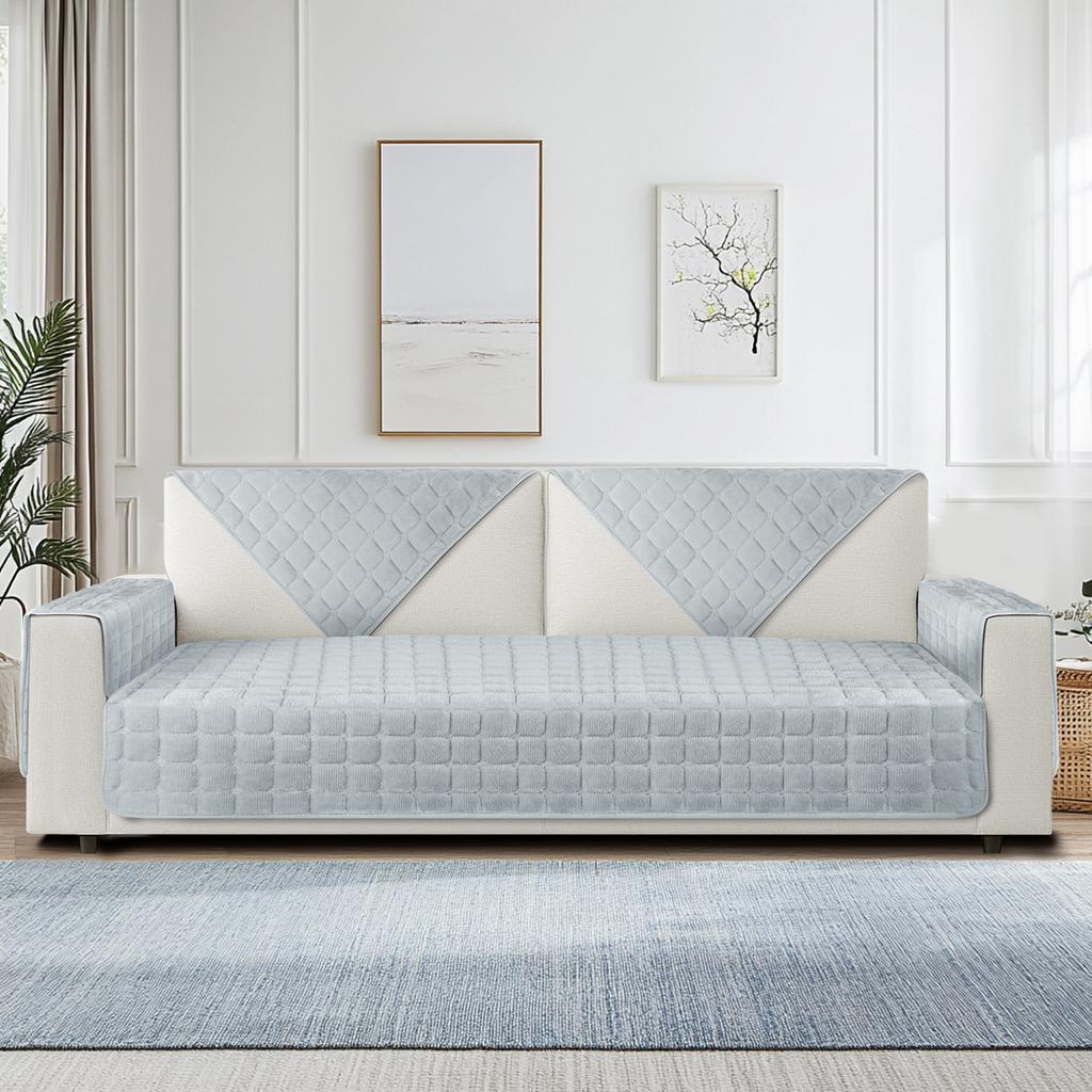 Flannel Quilted Sofa Covers Thick Plush Sofa Slipcover Sofa Cushion Towel for Living Room Furniture Protector for Corner L Shape
