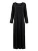 Damen Unifarbene Islamische Arabische Kleider Rundhalsausschnitt Langarm Muslimische Gebets-Langgewänder Locker Basic-Kleid für Freizeitkleidung