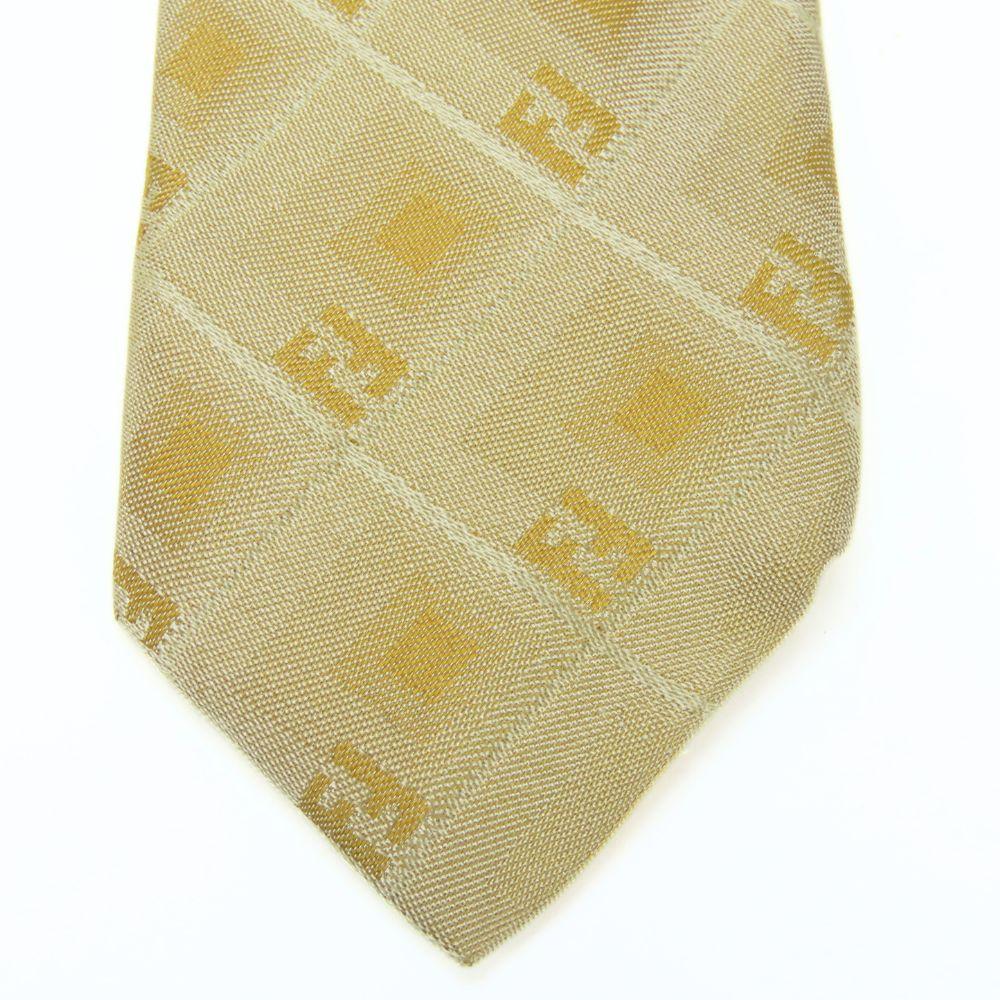 Used FENDI Tie Gloss Silk Gold Series Zucca Pattern