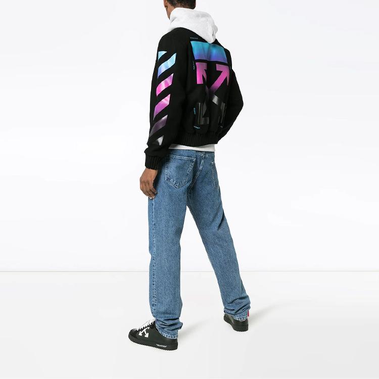 Off-White Fw19 Gradient Arrow Cashmere Baseball Jacket Men Jackets Black OMEA145F18A320051088
