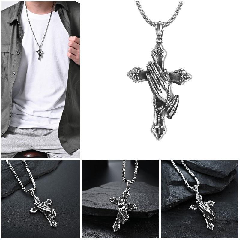 Mens Stainless Steel Jesus Christ Face Crucifix Cross Pendant Necklace Fashionable And Religious