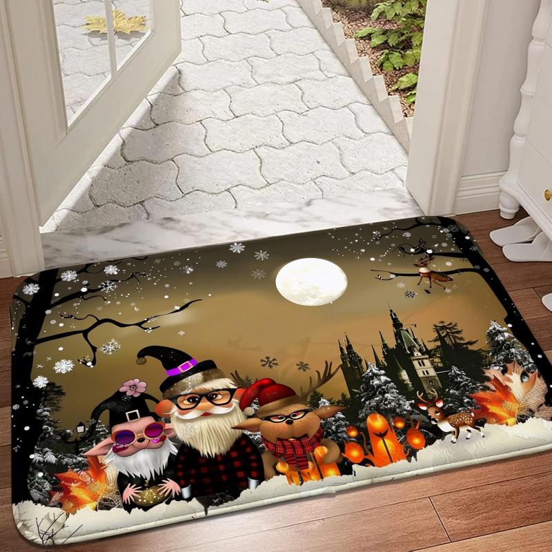 Christmas Door Mats, Washable Indoor and Outdoor Entrance Mats, Machine Washable Carpets, Bathroom Entrances, Home Decor