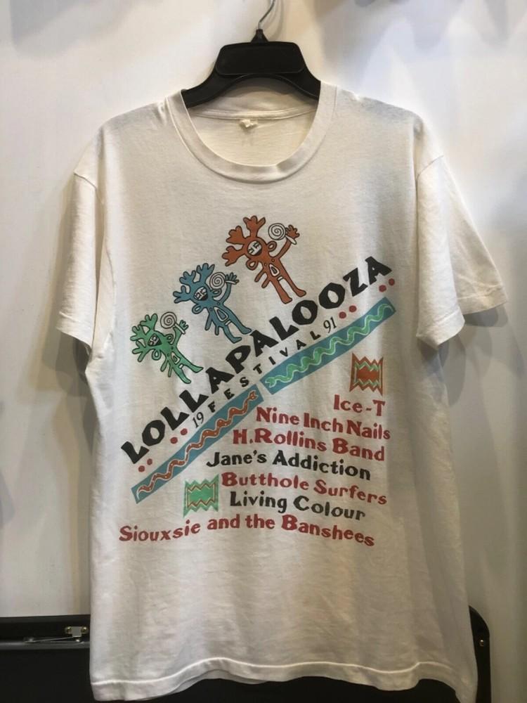Vintage T-Shirt 90s Band Lollapalooza 1991 White Cotton All size Unisex Hot New Unisex T-Shirt