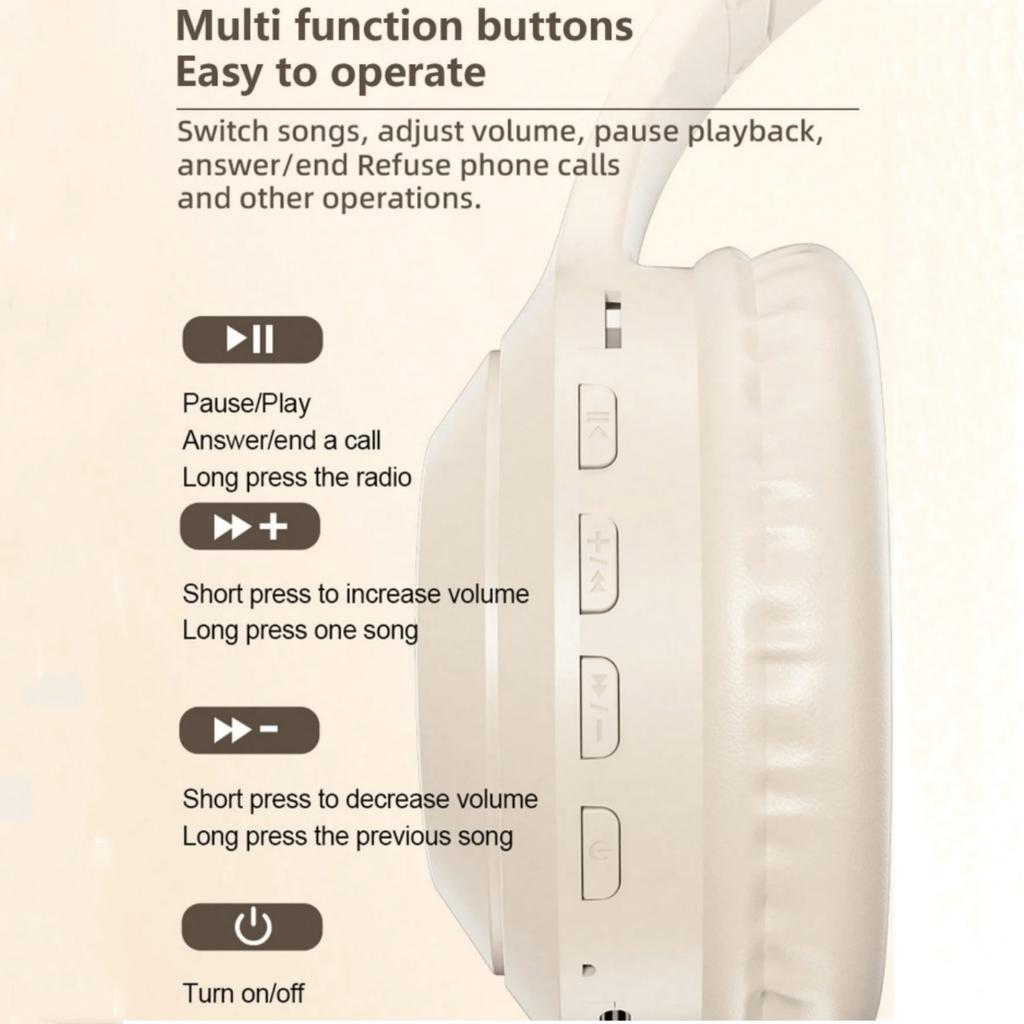 Słuchawki bezprzewodowe, Długa żywotność, Składane, Słuchawki do gier o niskim opóźnieniu, Dźwięk stereo Hi-Fi