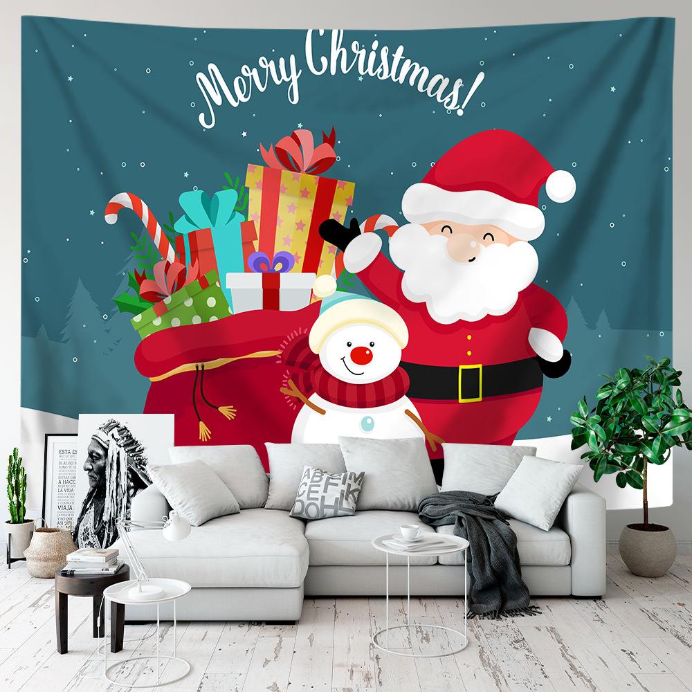 Cartoon Tapestry Christmas Wall Hanging Background Cloth Room Party Decoration