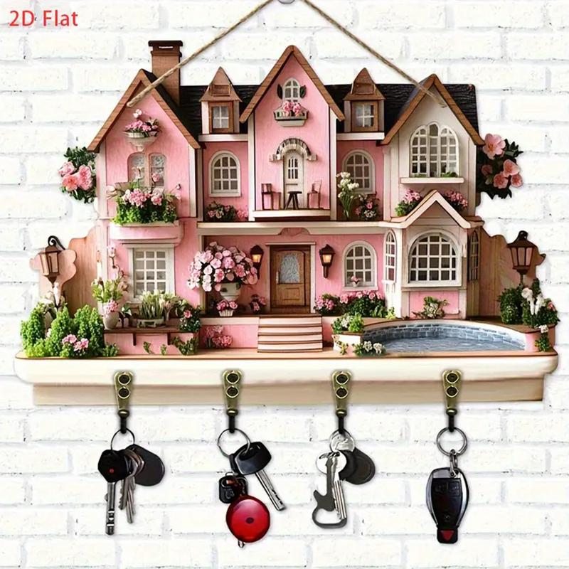 DIY Painted Patterns Home Storage Wall Hangings Cute 2D Flat Room Decor Wooden Moving Gift Storage Hooks DIY Hooks 30x23cm