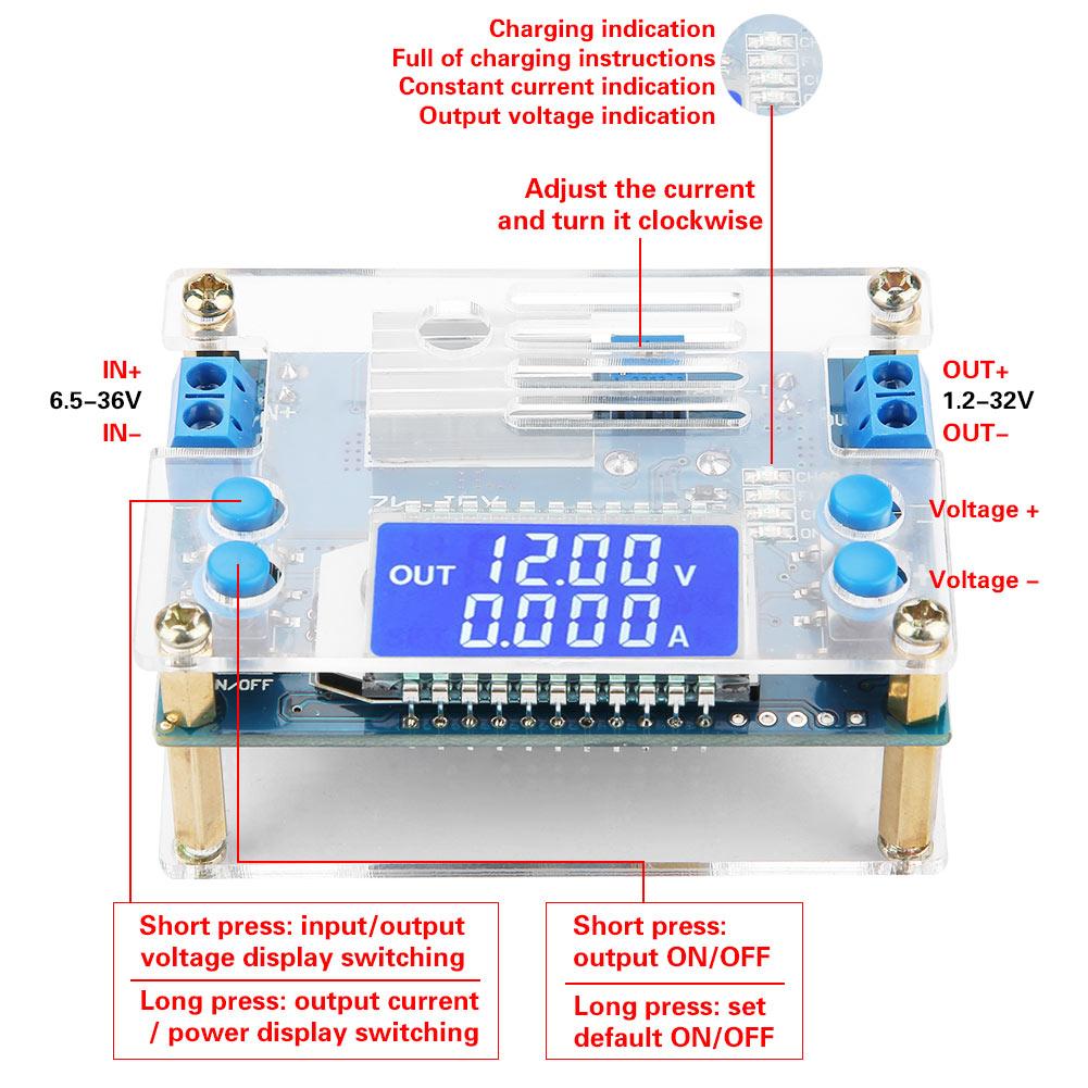 DCDC LCD Ekran Dijital Ayarlanabilir Sabit Voltaj Akım Düşürücü Modül 5A