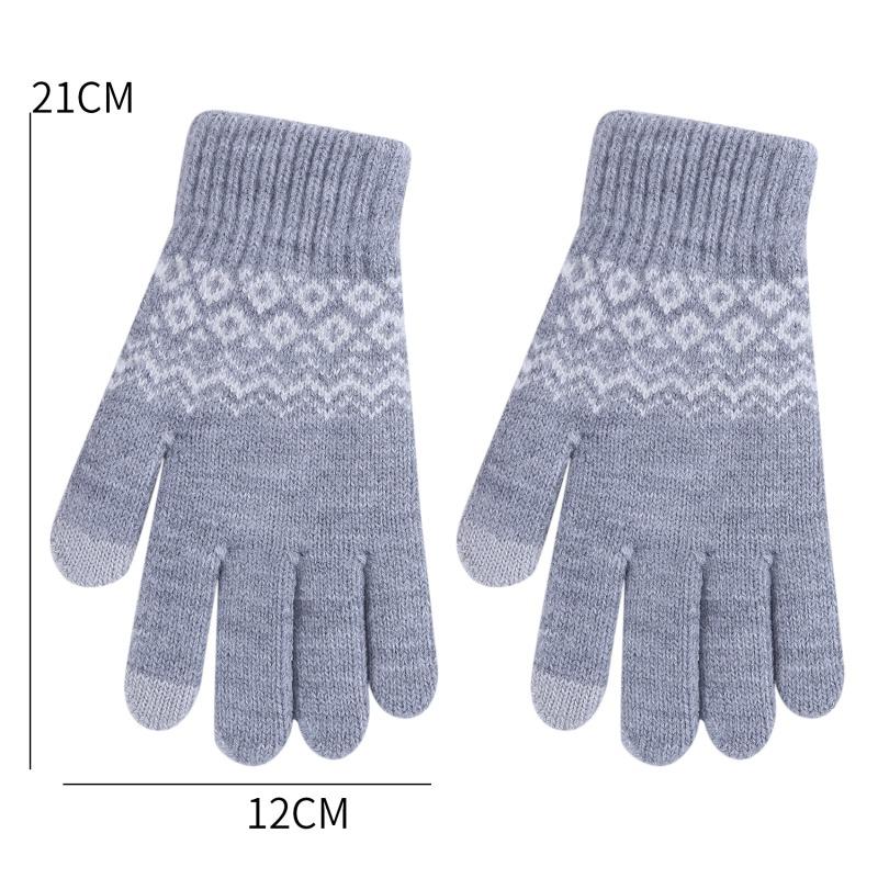 Women Men Fashion Winter Knitted Warm Driving Cycling Gloves Outdoor Thickened Touch Screen Gloves Jacquard Gloves for Cold Weather