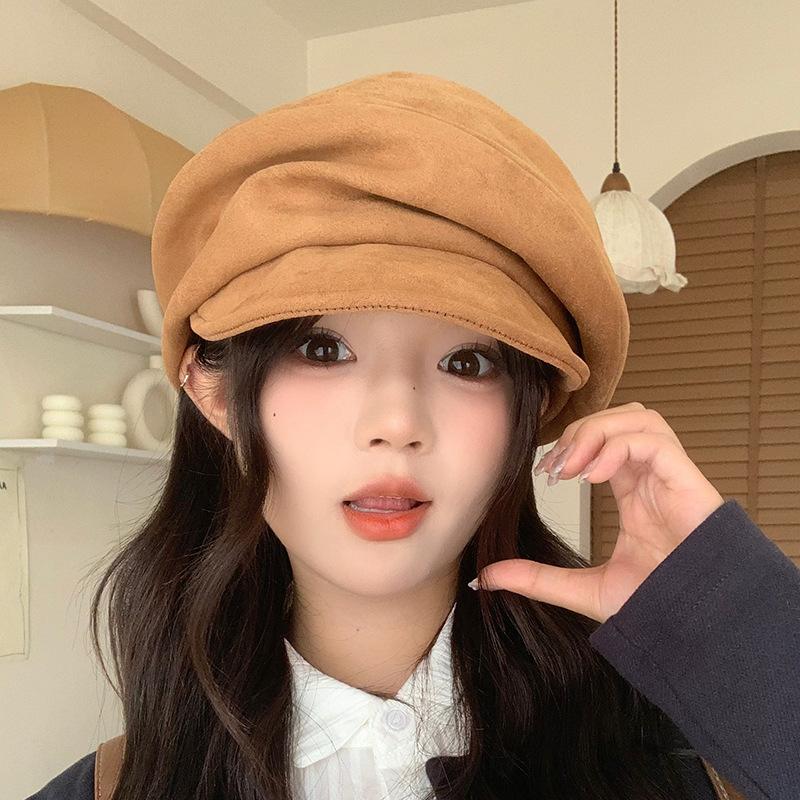 Hat, pleat, versatile, vintage painter's hat, literary casual octagonal hat, Japanese soft-brimmed hat