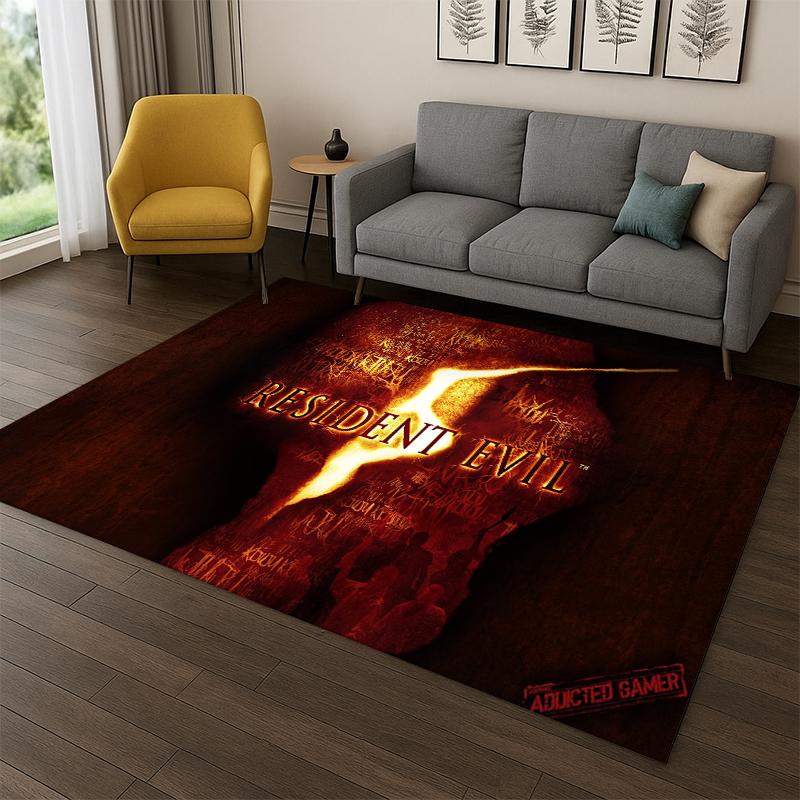 3D R-Resident Evil Leon Game Cartoon Carpet Rug for Bedroom Living Room Sofa Playroom Doormat Home Decor,Kid Area Rug Non-slip