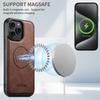 SUTENI M5 For iPhone 15 Pro Max Magnetic Case with Card Bag Cowhide Texture Leather Phone Back Cover