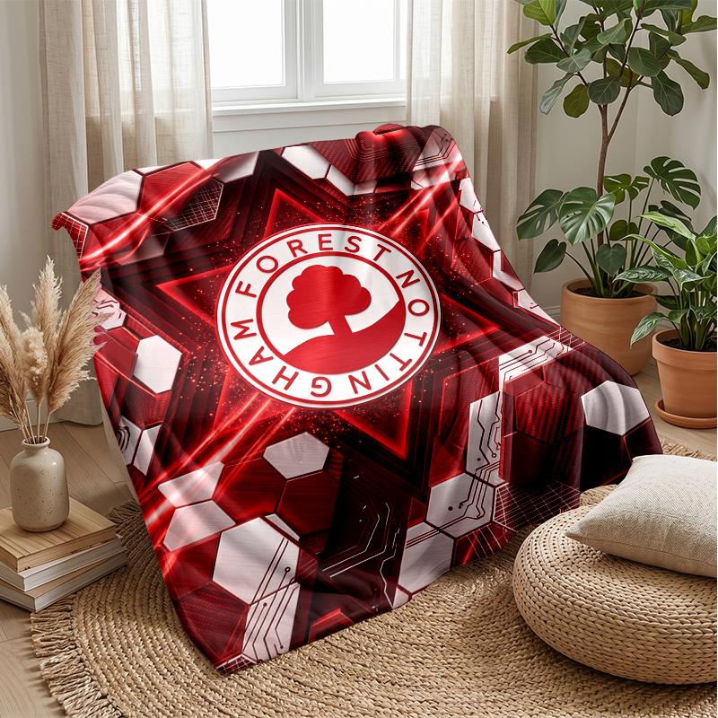 Manta de Franela con Estampado de Fútbol del Nottingham Forest, Manta Ligera Suave y Cálida para Sofá Cama Acampada