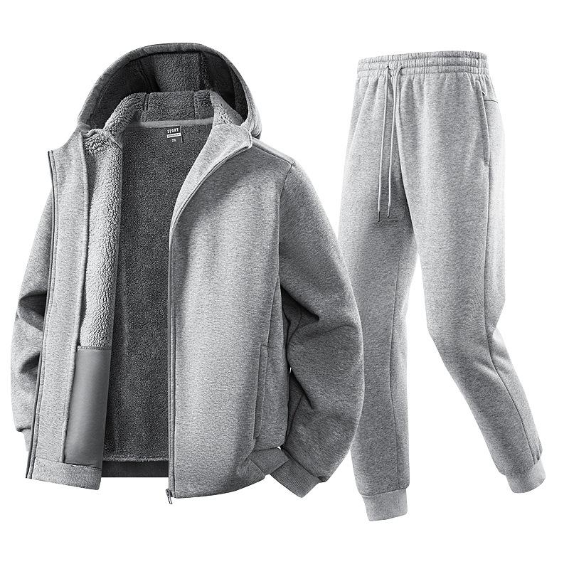 

Мужской спортивный костюм Зимний хлопковый спортивный костюм Толстый теплый худи+спортивные штаны Набор из 2 предметов Мужской кардиган Свитшот Набор 3XL