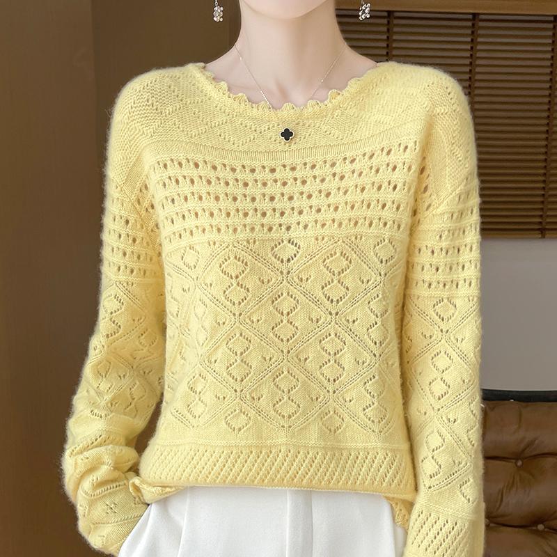 Women's Cashmere Sweater Qinghe Cashmere 30% Cashmere 70% Wool Autumn and Winter Cashmere Pullover Hand-woven Soft and Warm