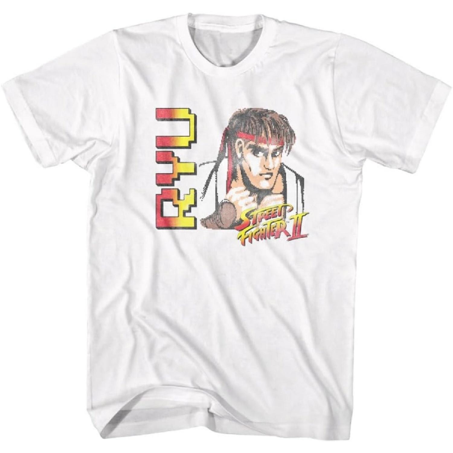 Street Fighter II Ryu Adult White Short Sleeve Mens T Shirt 90s Video Game Vintage Style Graphic Tees S белый