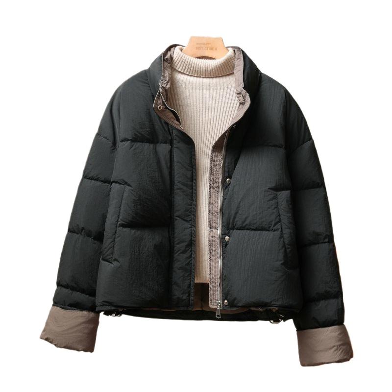 Cappotto invernale da donna Cappotto di cotone Collo alto Blocco di colore Ispessito Semplice Confortevole Casual Design Moda Versatile