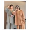 Loose Pajamas Women Solid Long Sleeved V Neck Two Piece Set Spring Casual Loungewear Can Outside