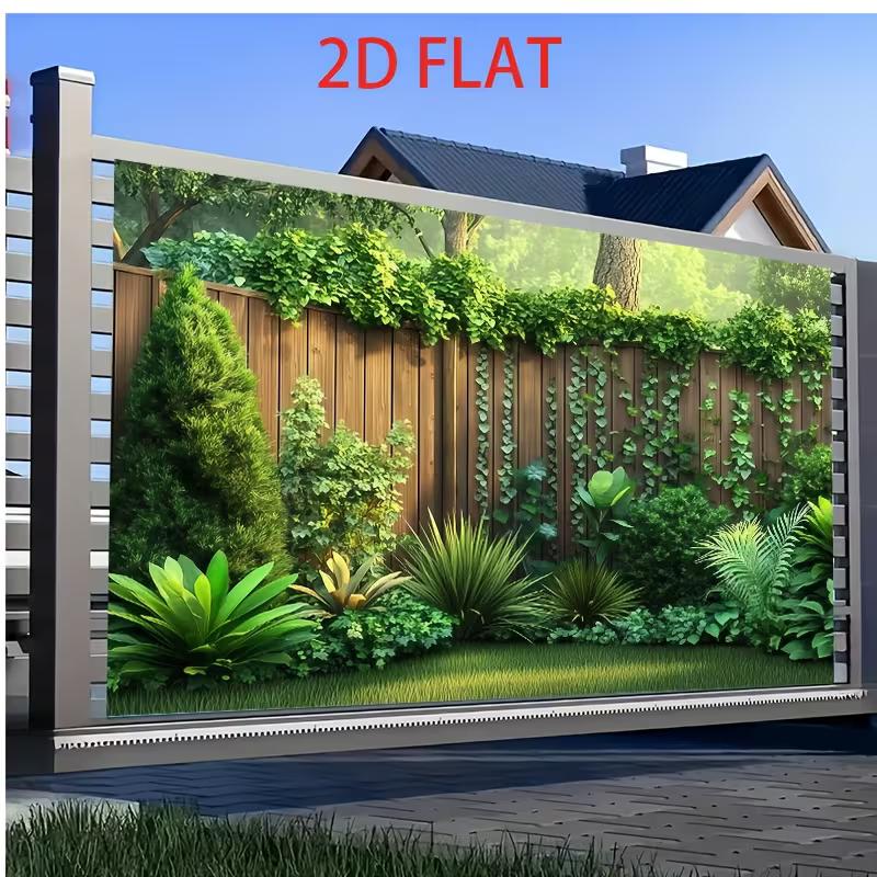 Tapiz Realista de Valla de Jardín, Fondo con Estampado 3D de Hiedra Verde y Plantas Tropicales para Patio y Balcón