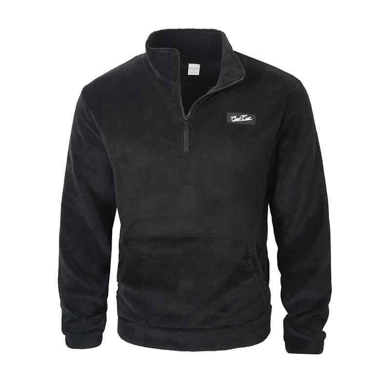 

Men s EU Size Stand Collar Half Zip Casual Loose Long Sleeve Autumn Winter Hoodie XL чорний
