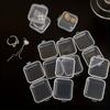 Transparent Plastic Mini Square Storage Box Covers Small Case for Pill Jewelry Earrings Dustproof Storage Pack Boxes