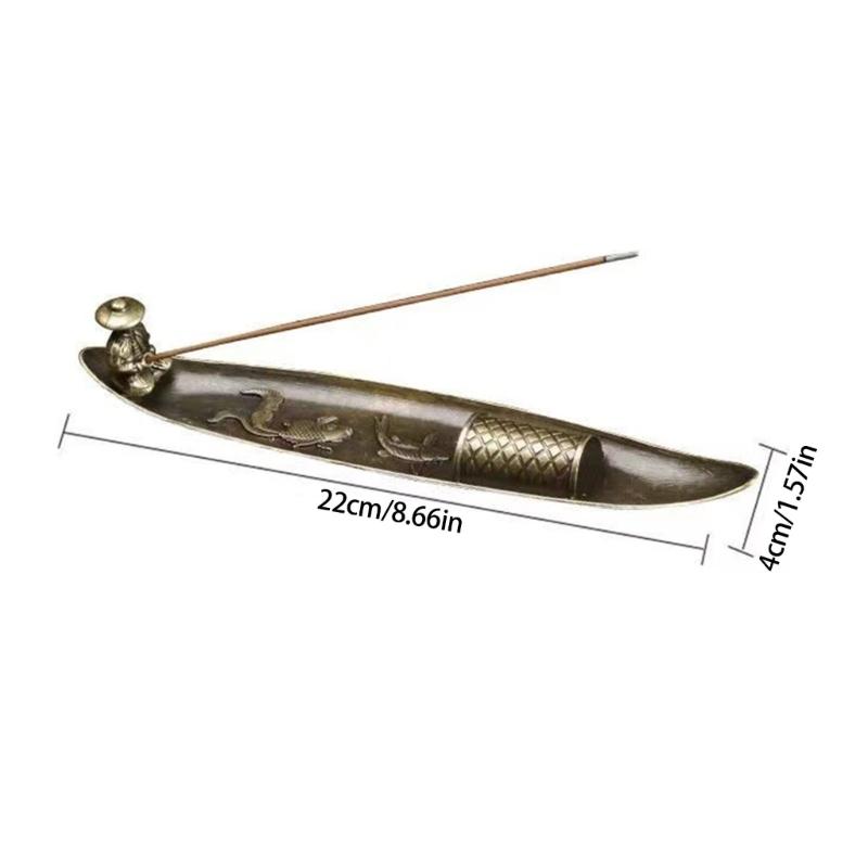 Incenses Stick Holder with Fishing Design Antique Alloy Incenses Burners Censers For Meditations And Home Decorative Use
