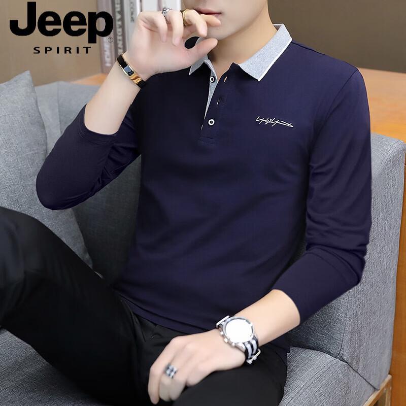 JEEP SPIRIT Men s Long Sleeve Polo Shirt 4XL