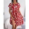 Ins Spring and Summer Casual Short Sleeved Pleated Dress Women's Fashion Versatile Trendy Commuting