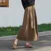 Women Cotton A-Line Casual Skirts Button Fly Solid Color Vintage Autumn Soft Cloths Women Skirts
