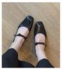 Sheepskin version~ Leather bow French word belt Mary Jane shoes women's retro flat ballet single shoes evening shoes