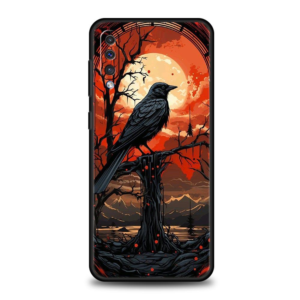 Black Raven Phone Case for Samsung Galaxy A56 A36 A26 A16 A34 A24 A42 A22 A20 A12 A40 A30 A10 5G Soft TPU Cover Shell Fundas Bag