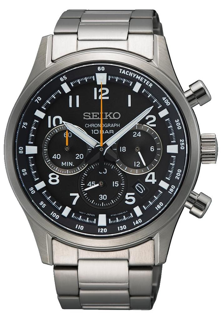 Seiko Analog Quartz Watch with Stainless Steel SSB447P1 Men's Strap, Silver,